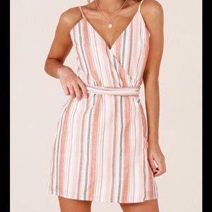 Showpo Delphine orange stripe wrap dress